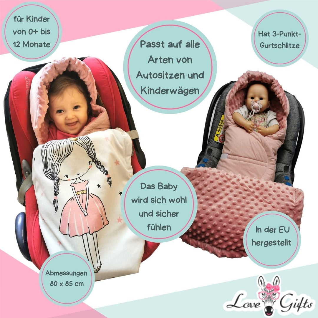 Love Gifts® Einschlagdecke Babyschale 80 * 85 cm, Baby Erstausstattung für Autositz, Kuscheldecke fü
