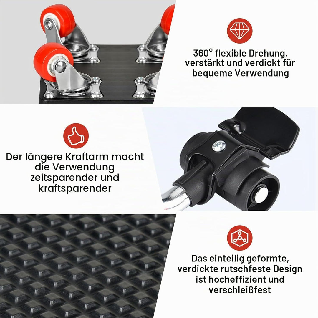 4 Stück Möbeltransportrollen Set mit Lastenheber, Möbelrollen, Schwerlast Möbelroller mit Hebewerkze