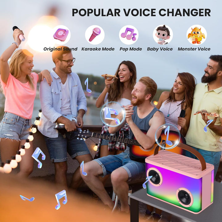BONAOK Karaoke Anlage mit 2 Mikrofonen, Bluetooth Mikrofon Mit Lautsprecher, Tragbare Karaoke Maschi