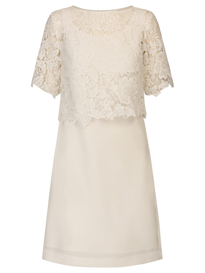 APART Cocktailkleid aus einem ärmelosen Etuikleid und einem Spitzenshirt, 36 Creme, 36 Creme