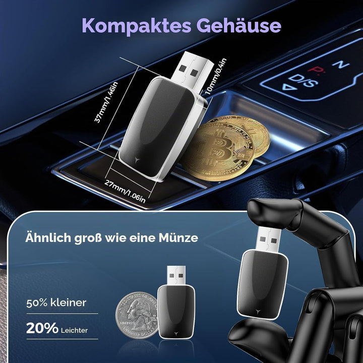 2026 Wireless Carplay &amp; Android Auto Adapter 2-in-1, 2.4+5.0 GHz WiFi Android Auto Adapter, Plug and