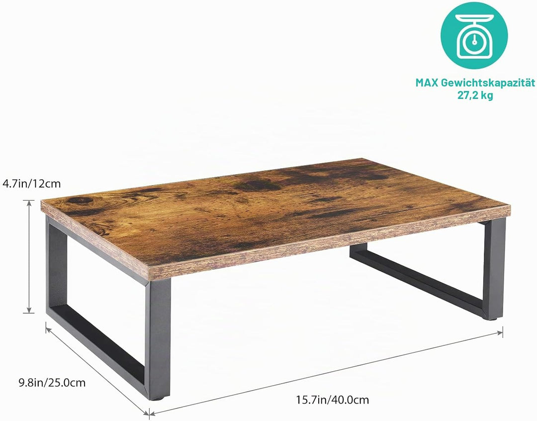 CADUKE Monitorständer Erhöhung, 2er Set Holz Tischplatte Computer Ständer, Industrie Desktop Regal A