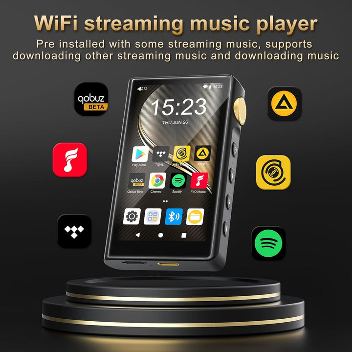 HiFi MP3 Player mit Bluetooth und WiFi, ZAQE Android 12 Hi-Res Music Player, Lossless DSD DAC Flac,
