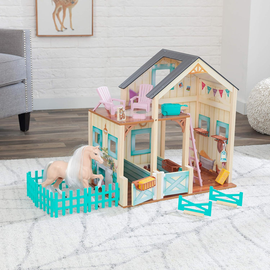 KidKraft 63534 Sweet Meadow Reitstall - Spielset aus Holz mit