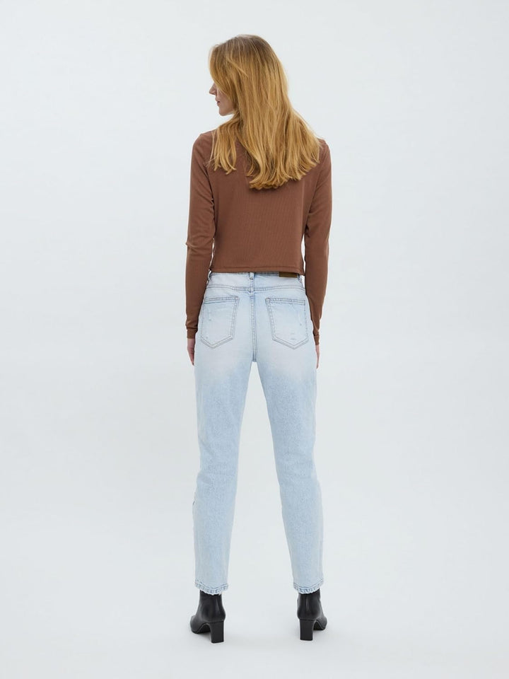 VERO MODA Branda High Rise Staight Jeans 25W / 32L Light Blue Denim, 25W / 32L Light Blue Denim