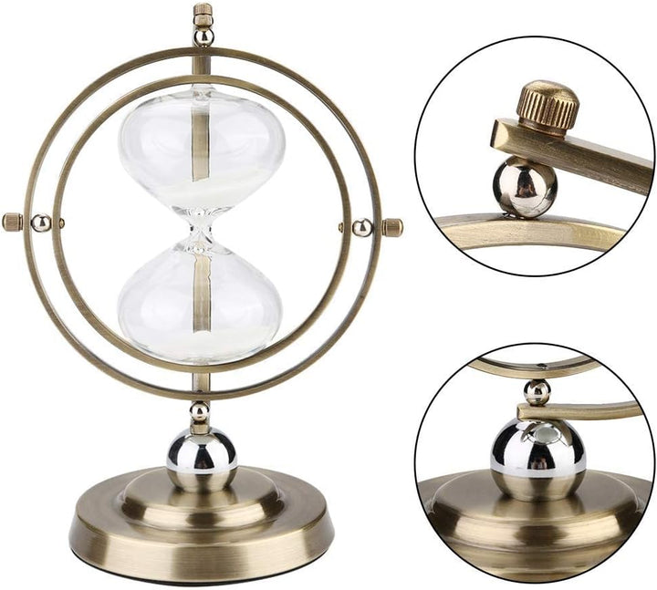 Sanduhr, Rotierende Sanduhr Timer 15 Minuten Vintage Metall Sanduhr Zeitschaltuhr aus Glas Sandglas