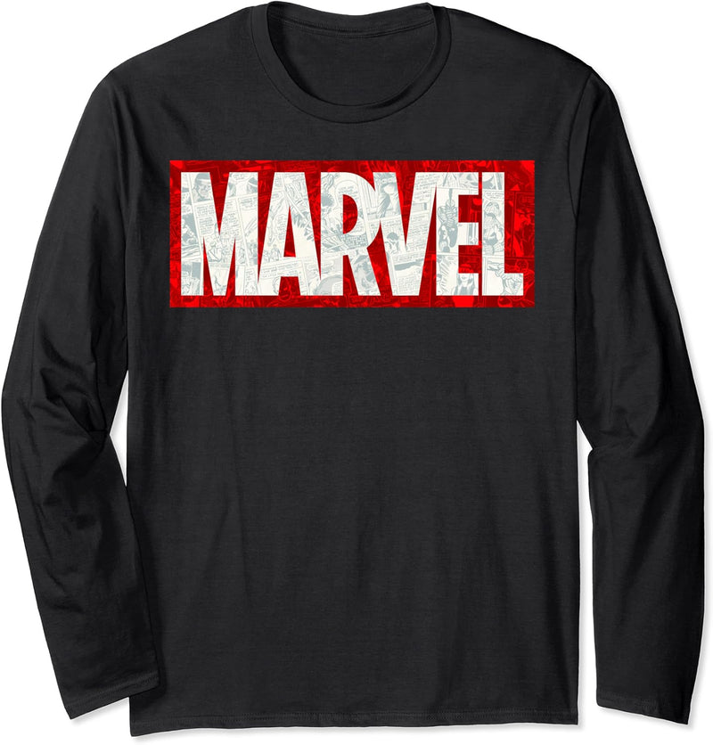 Marvel Comic Strip Logo Fill Langarmshirt