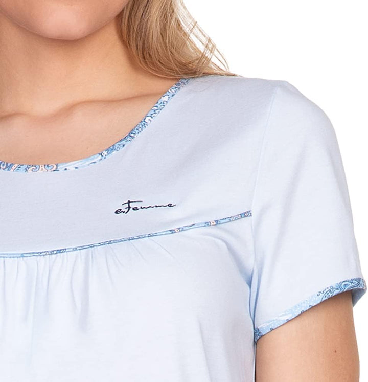 e.Femme® Damen Schlafanzug Nicole II 945, 50% Baumwolle und 50% Modal 36 Blau/Druck, 36 Blau/Druck