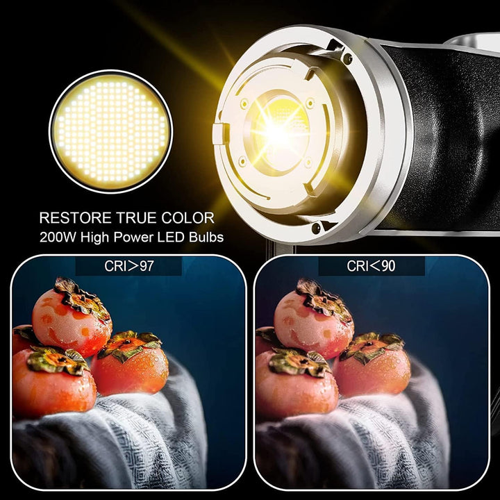 GVM 200W LED Videoleuchte mit Softbox, Bowens 3200K-5600K LED videolicht mit Stativ, APP und DMX Ste