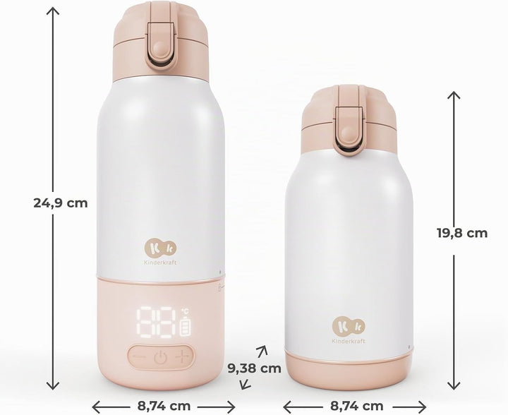 Kinderkraft GAJA Mobiler Flaschenwärmer 2-in-1 Thermoskanne 500 ml, erwärmt Milch in 120 Sekunden, 5