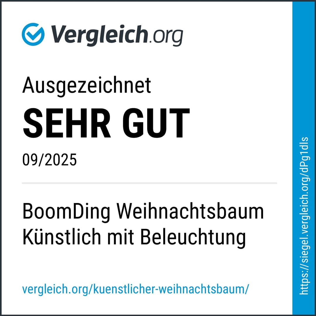 BoomDing Künstlicher Weihnachtsbaum mit Beleuchtung - extra naturgetreuer Tannenbaum (210 cm) inkl.