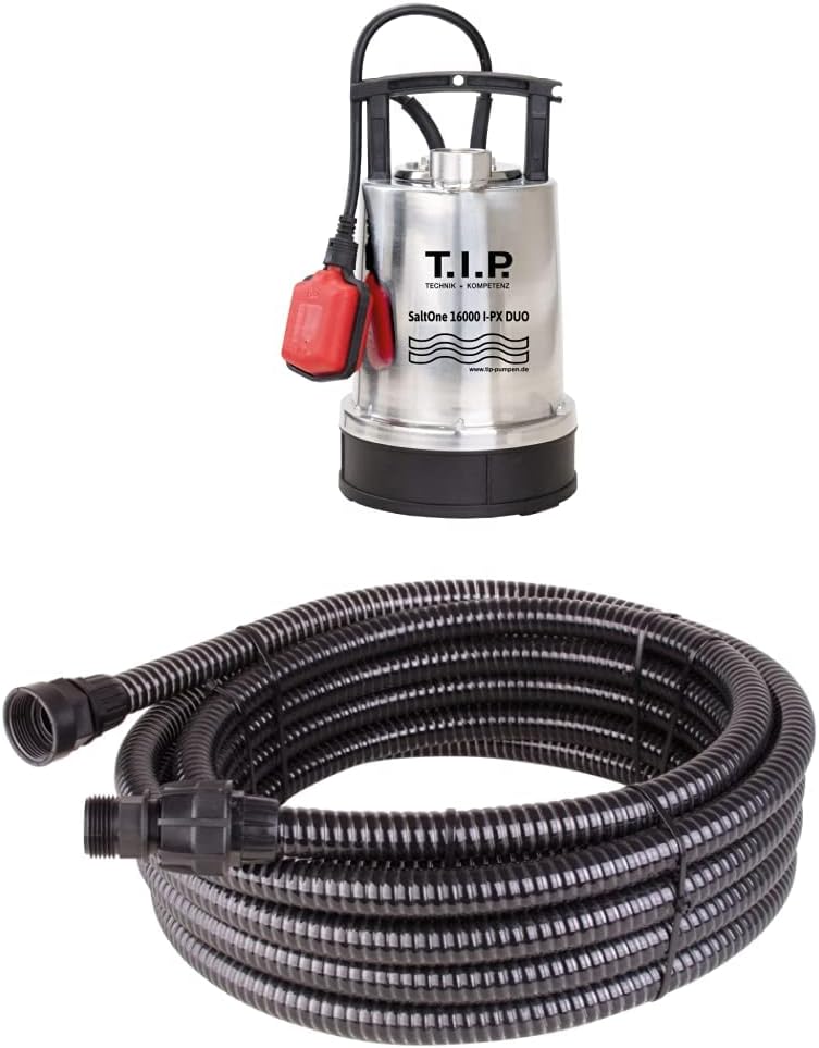 T.I.P. SaltOne 1600 I-PX DUO Salzwasser-Tauchpumpe + T.I.P. 31008 Entwässerungsschlauch Schlauch für
