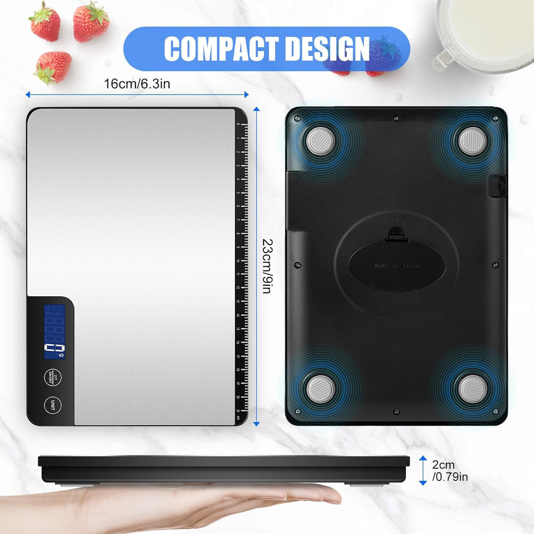Grosse Digitale Küchenwaage 15kg, Präzise Lebensmittelwaage mit 1g Genauigkeit, Individuelle Auto-Ab