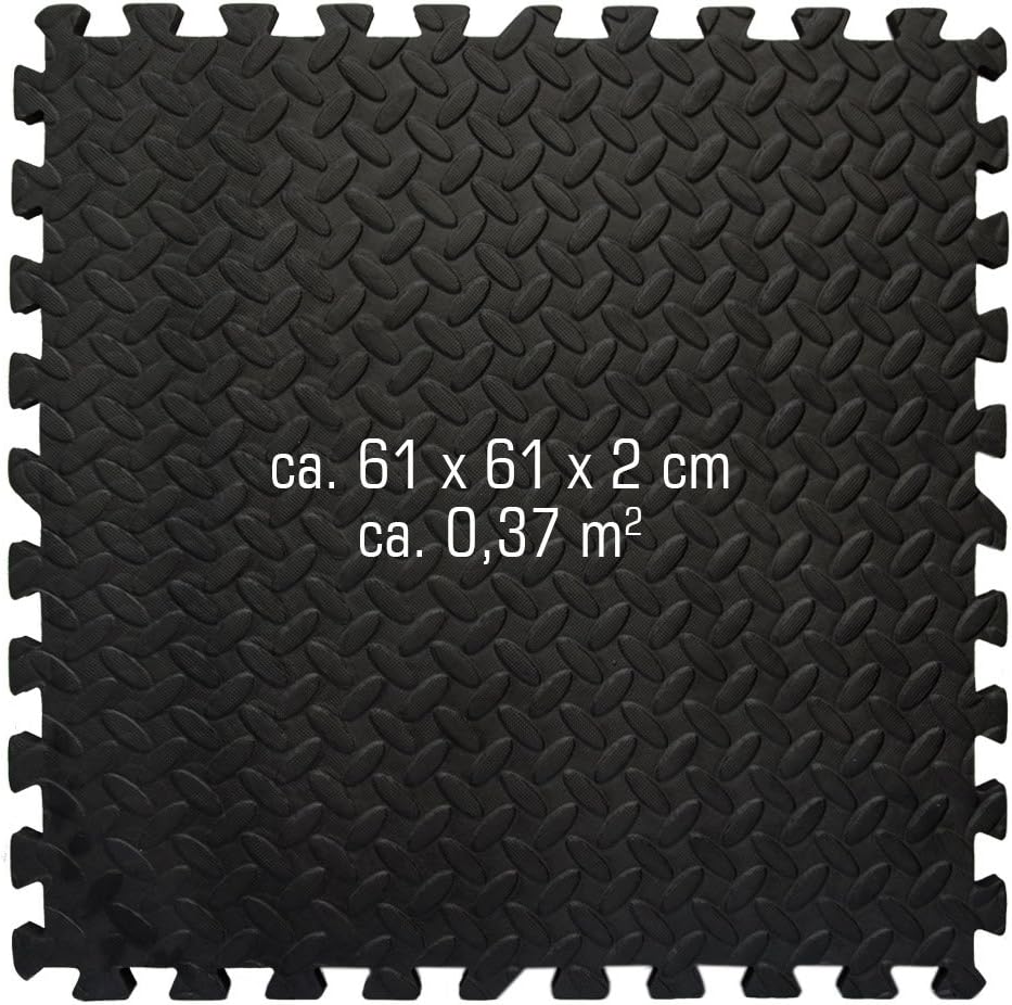 eyepower 4.8qm Profi Fitnessmatte Dicke 2cm - 12er Set 63x63cm Trainingsmatte - Bodenschutzmatte für