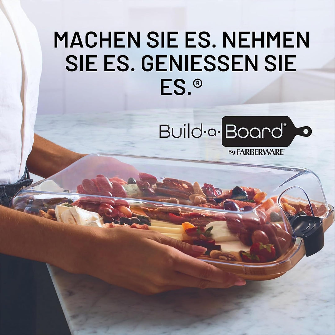 Farberware Build-a-Board Schneidebrett mit Fächern und transparentem Verschlussdeckel, für Aufschnit