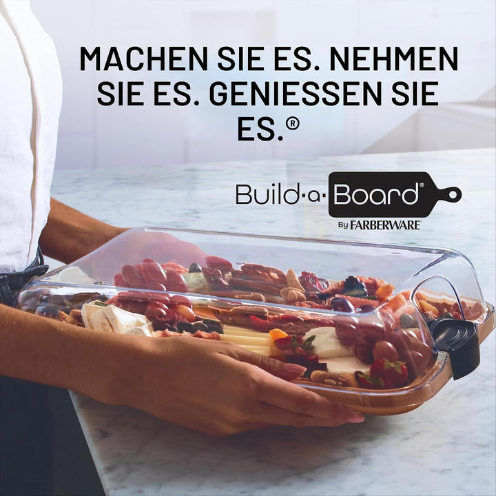 Farberware Build-a-Board Schneidebrett mit Fächern und transparentem Verschlussdeckel, für Aufschnit