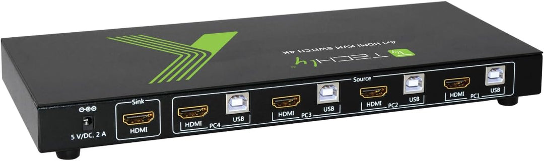 TECHly IDATA-KVM-HDMI4U 4 Port KVM-Umschalter HDMI USB 3840 x 2160 Pixel 4 Porte Schwarz, 4 Porte Sc