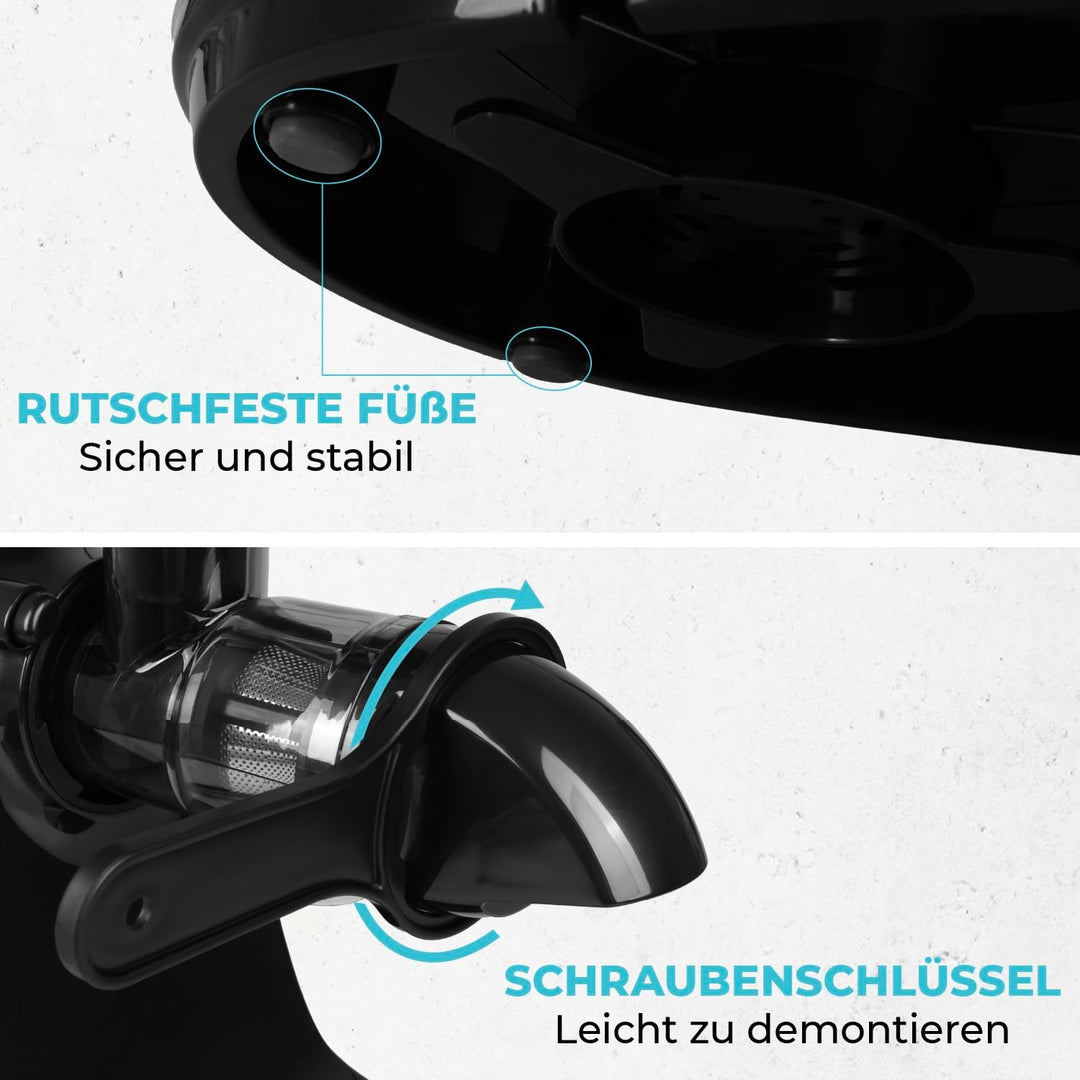 Fentic Slow Juicer – Entsafter Gemüse und Obst – Horizontale Saftpresse Elektrisch mit Rückwärts-Fun