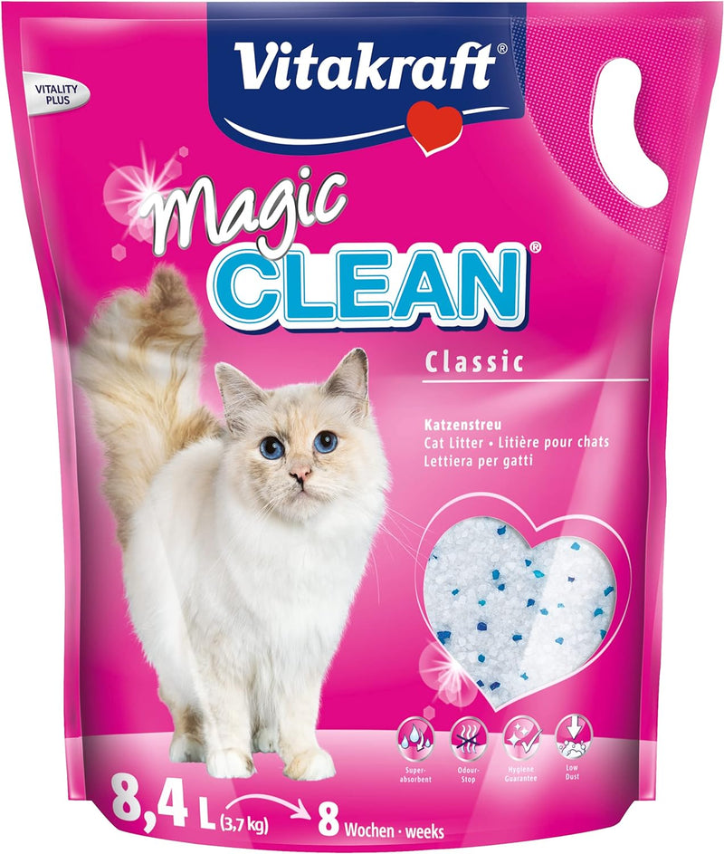 Vitakraft Magic Clean, Katzenstreu, Hygiene-Streu aus Mineralkügelchen, nicht klumpend, besonders st