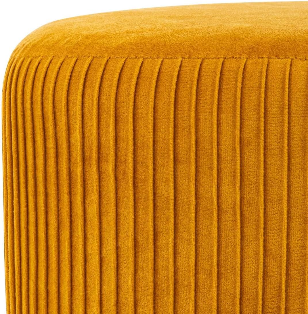 Hocker Solaro senffarben aus plissiertem Samt - Senfgelb - Atmosphera créateur d'intérieur