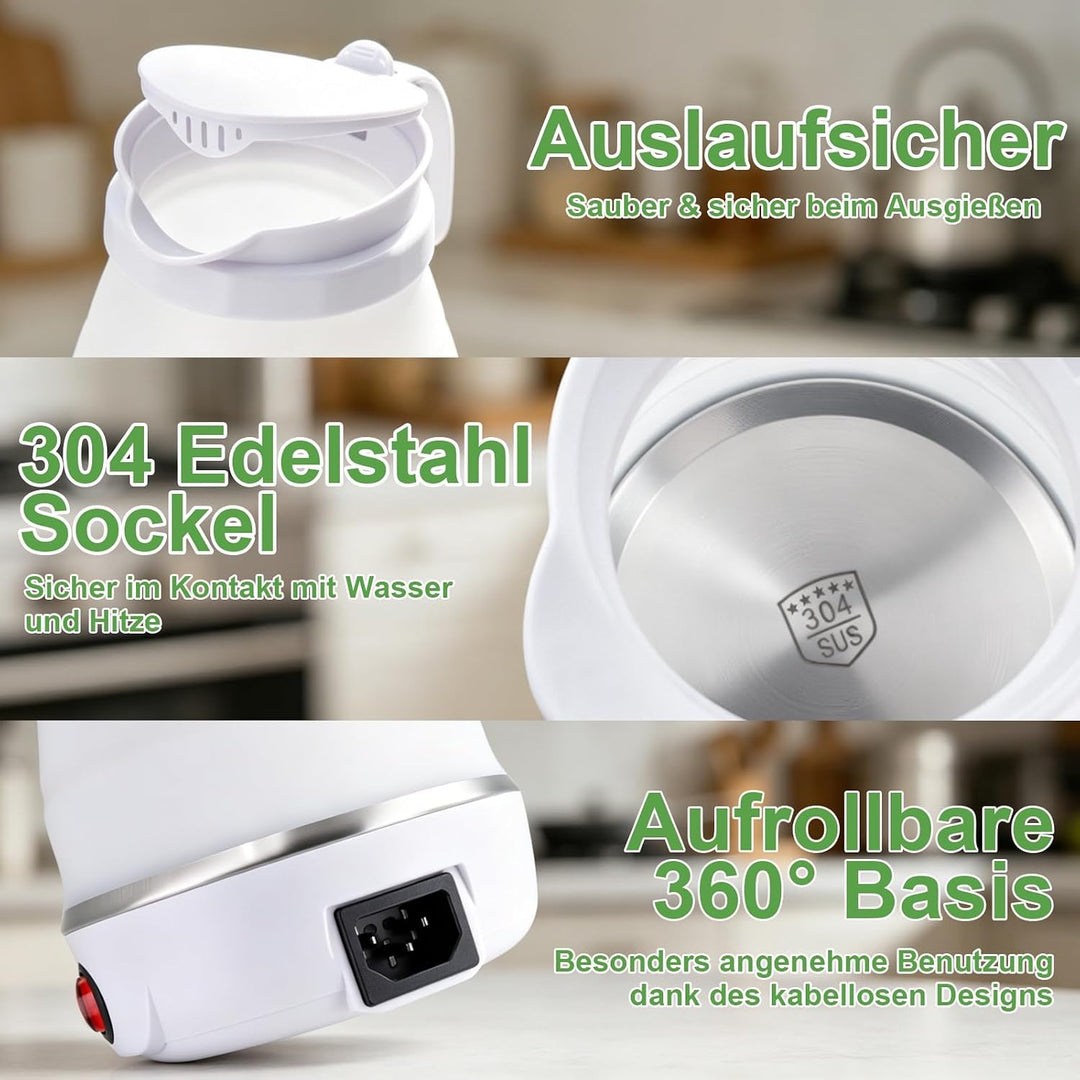 Faltbarer Wasserkocher Klein Reisewasserkocher Mini Reise Wasserkocher | 0,6 Liter Faltbar Kleiner W