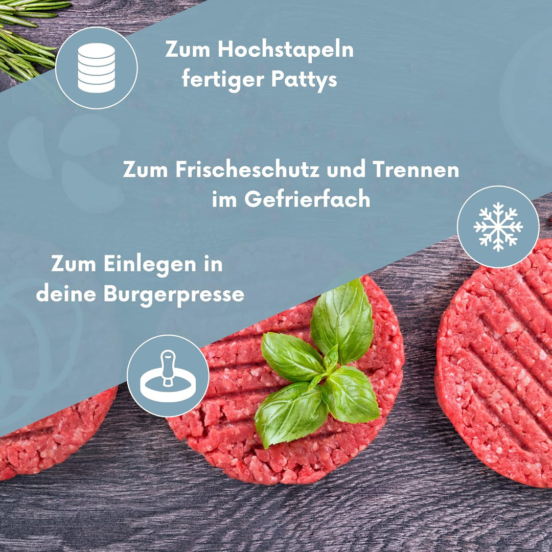 NATUMO Antihaft Burger Papier Zuschnitte (Ø11cm – 500 Blatt), rundes Wachspapier als Trennpapier in