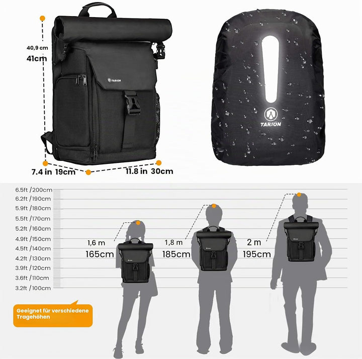TARION Kamerarucksack Wasserdicht Fotorucksack Kameratasche DSLR Rucksack mit 15,6 Zoll Laptophülle