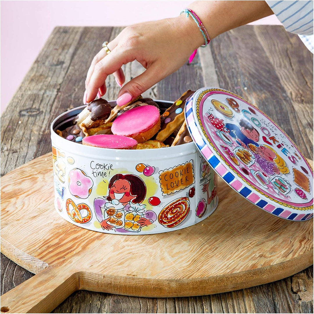 Blond Amsterdam Keksdose rund 20 cm Fröhliches Aufbewahrungsdesign für Kekse, Snacks &amp; Süssigkeiten