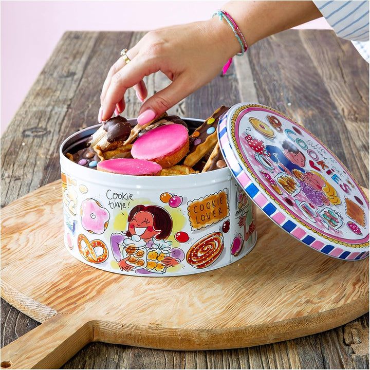 Blond Amsterdam Keksdose rund 20 cm Fröhliches Aufbewahrungsdesign für Kekse, Snacks &amp; Süssigkeiten