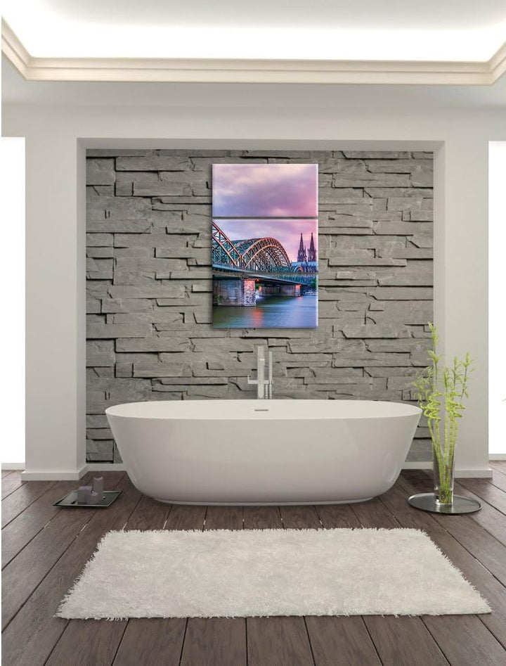 Pixxprint Hohenzollernbrücke in Köln als Leinwandbild/Grösse: 3 Teilig (120x80 cm) cm/Wandbild/Kunst