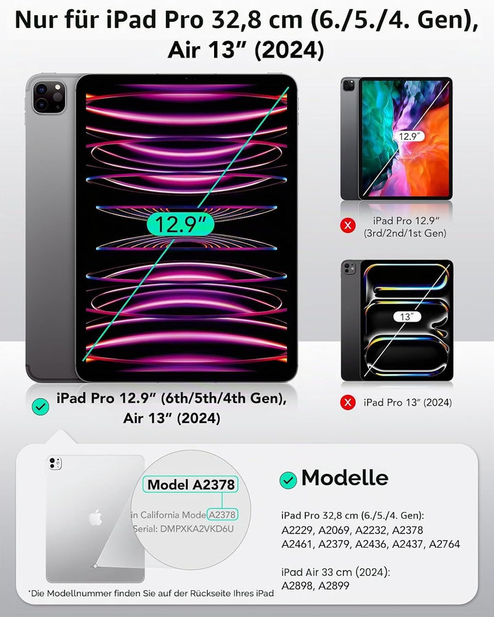 ESR für iPad Pro 12,9 Zoll Hülle 2022/2021/2020 (6./5./4. Generation), iPad Air 13 Zoll M3/M2 (2025/