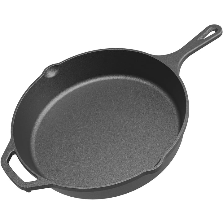 Wiltec Bratpfanne aus Gusseisen Ø30cm, Feuerpfanne mit Griff und Ausgiesser, Grillpfanne Ø 300 x 55