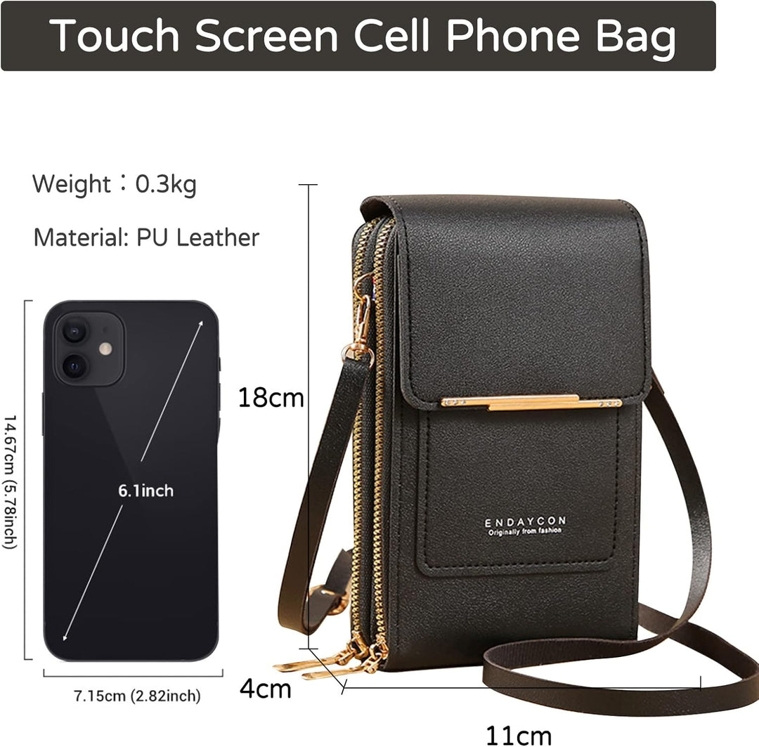 PORRASSO Handy Umhängetasche Touchscreen Crossbody Kleine Handytasche Mädchen Schultertasche PU Wass