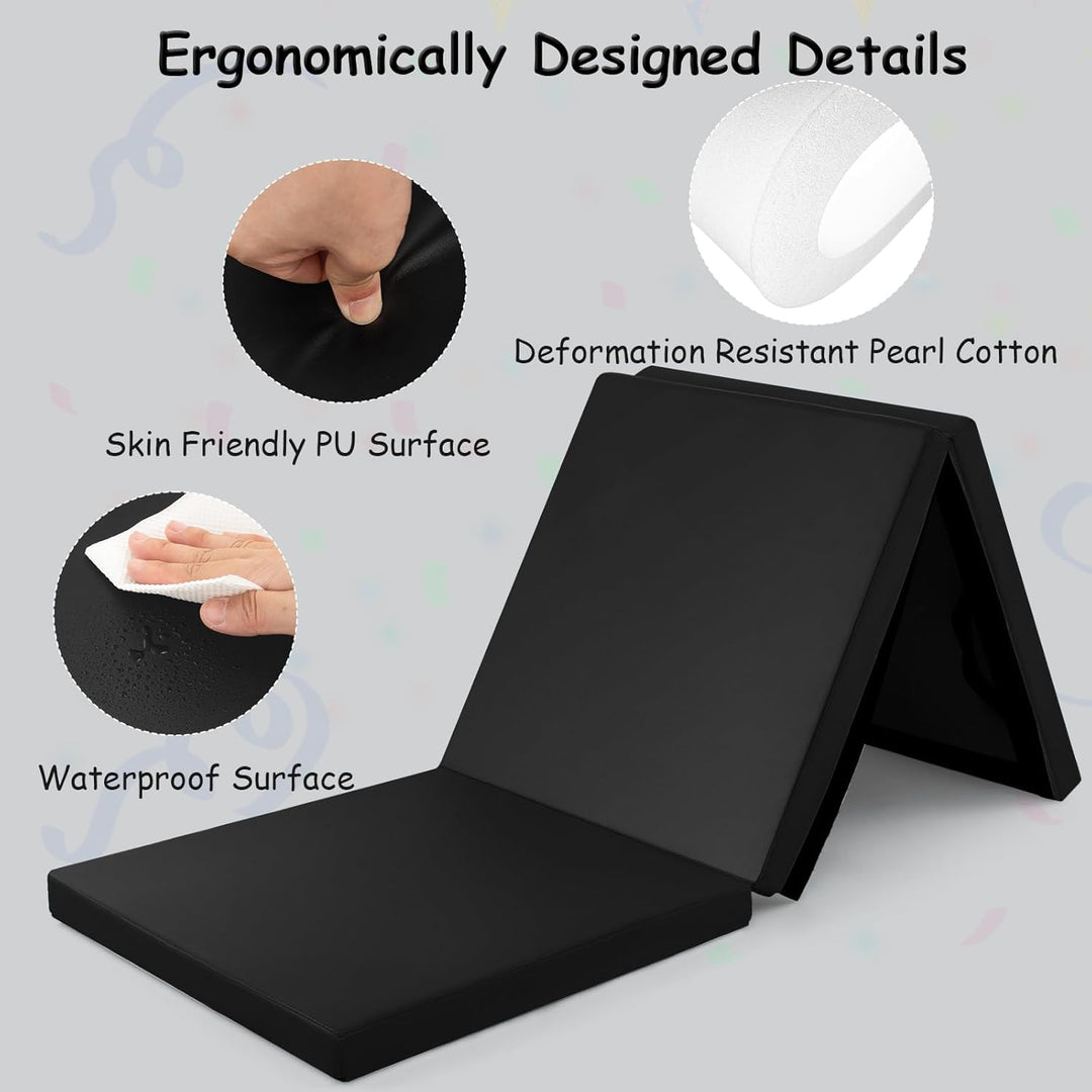KOMFOTTEU Gymnastikmatte faltbar, Weichbodenmatte 180x60x5cm Fitnessmatte, Turnmatte dick mit Trageg