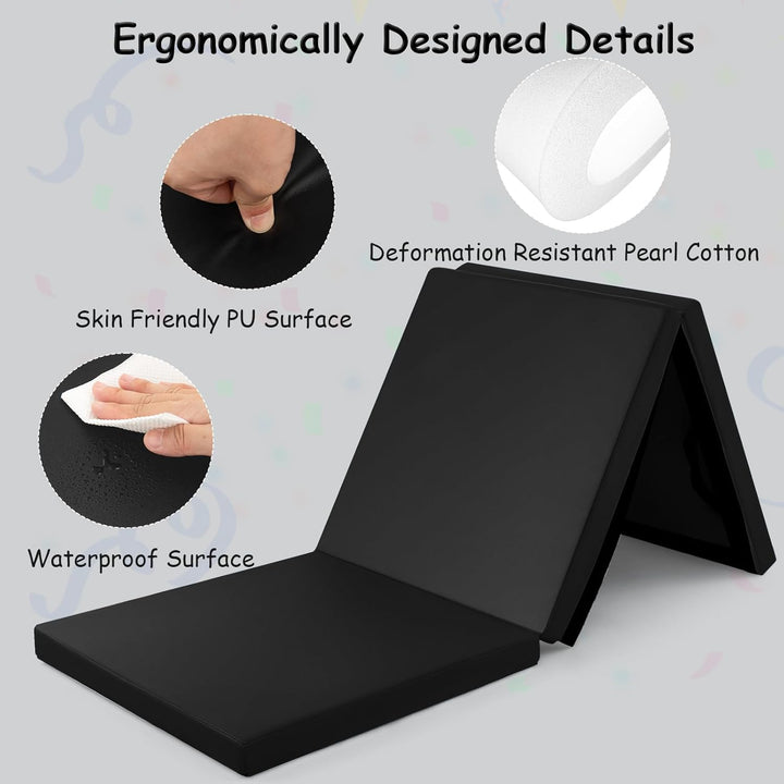 KOMFOTTEU Gymnastikmatte faltbar, Weichbodenmatte 180x60x5cm Fitnessmatte, Turnmatte dick mit Trageg