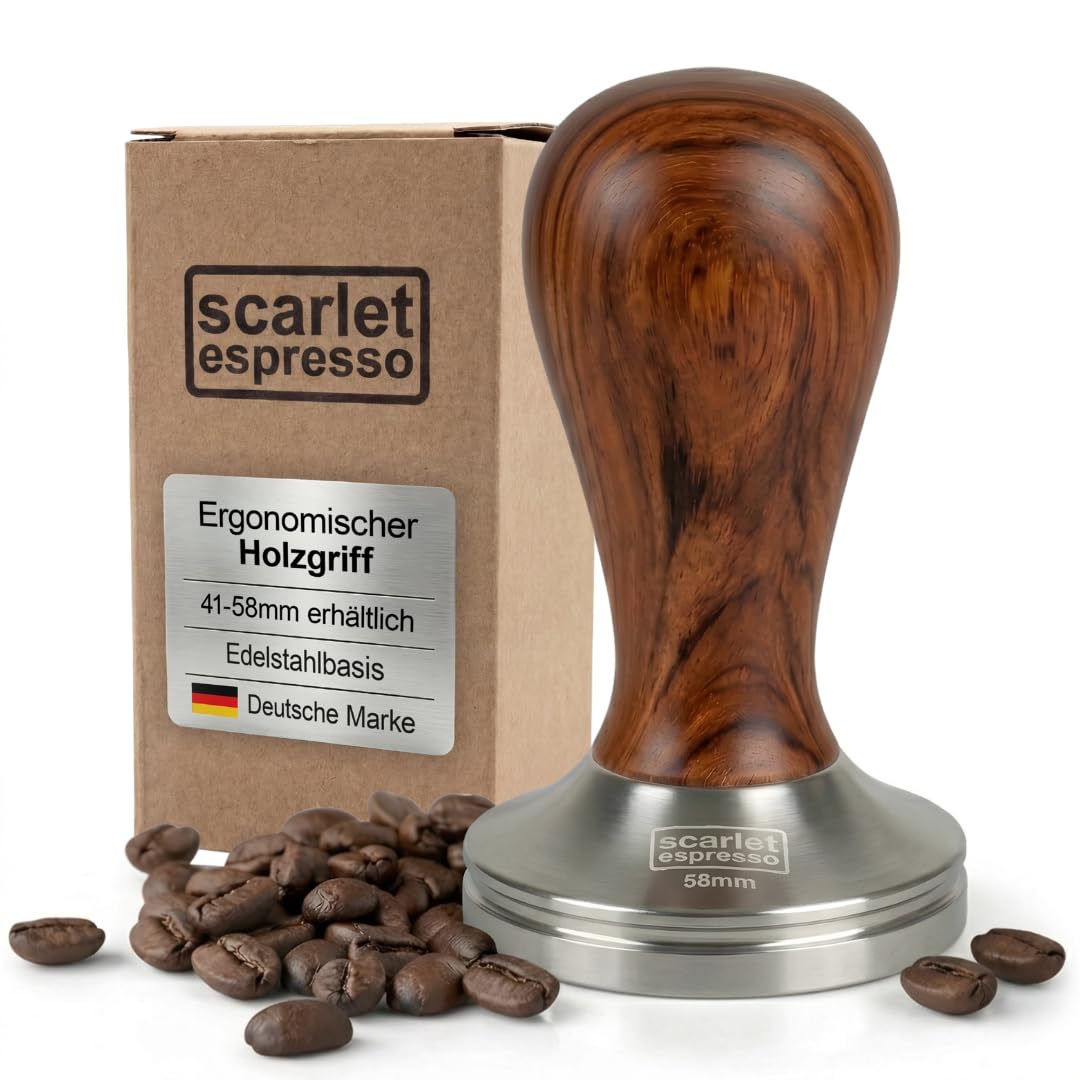 scarlet espresso | Tamper »Classic«, stilvoller Espresso-Stempel mit ergonomischem Griff aus Edelhol