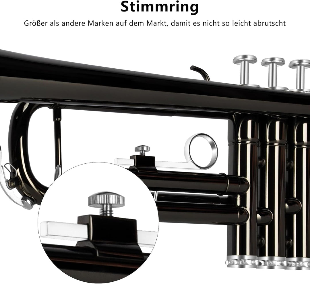 EASTROCK Standard Trompeten Set Standard-Bb-Messing Trompete Mit Hartschale, Handschuhen,7C Trompete