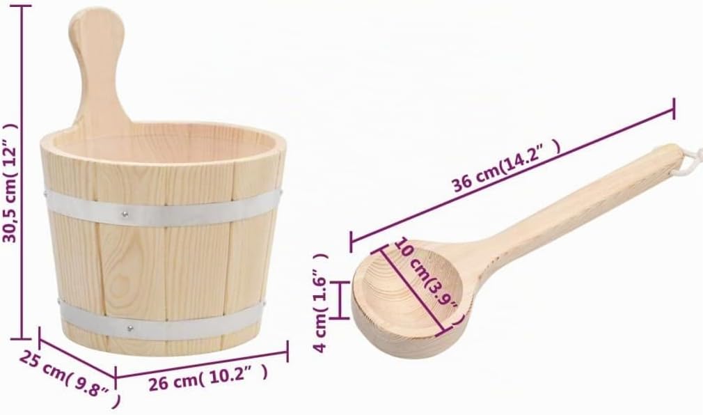 vidaXL Saunakübel Saunakelle Set Saunaeimer Holzkelle Saunazubehör Holzkübel Holzeimer Kunststoffaus