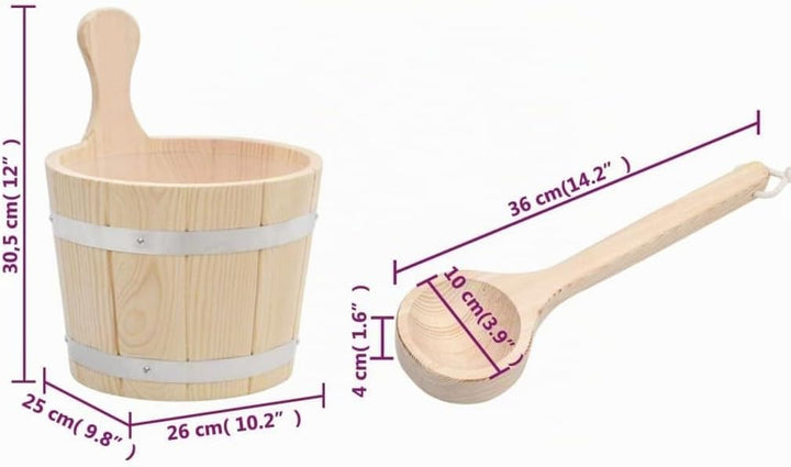 vidaXL Saunakübel Saunakelle Set Saunaeimer Holzkelle Saunazubehör Holzkübel Holzeimer Kunststoffaus