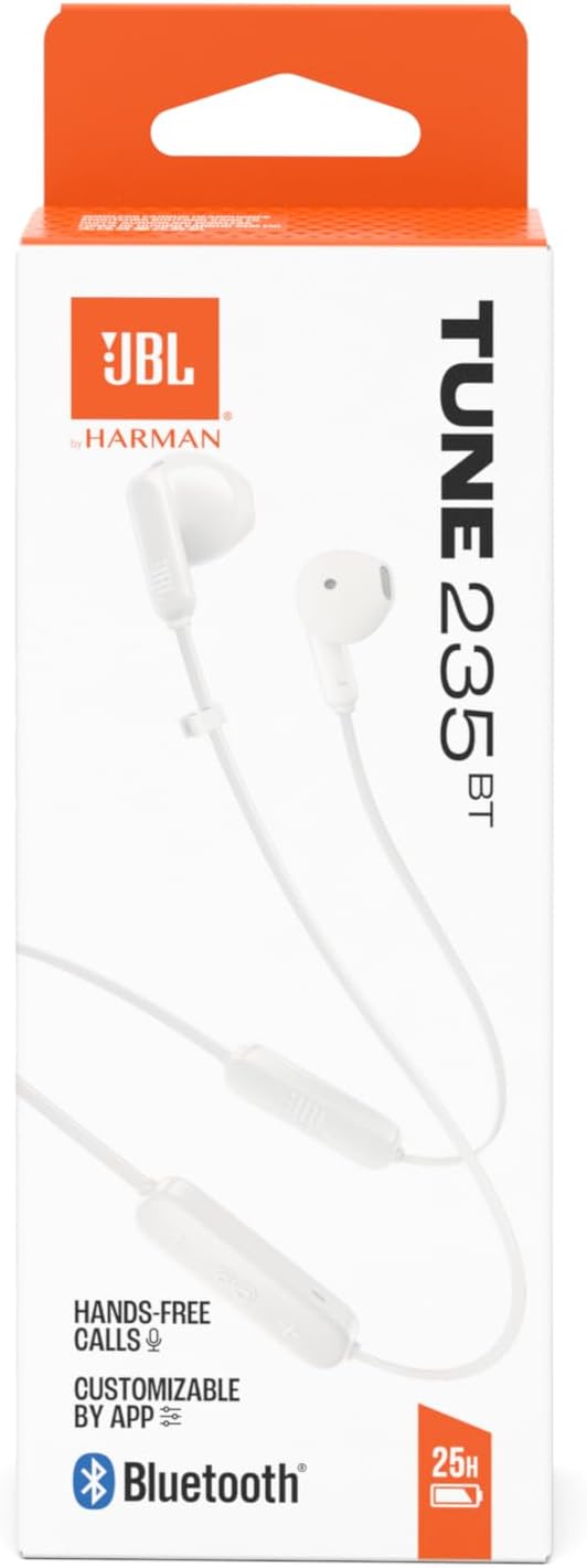 JBL Tune 235BT Bluetooth Wireless In Ear Kopfhörer mit 3 Tasten Mikrofon/Fernbedienung und Flachkabe