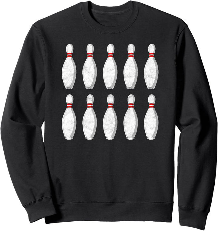 Vintage Funny Bowling Ten Pins 80's Vibe Retro Graphic Sweatshirt