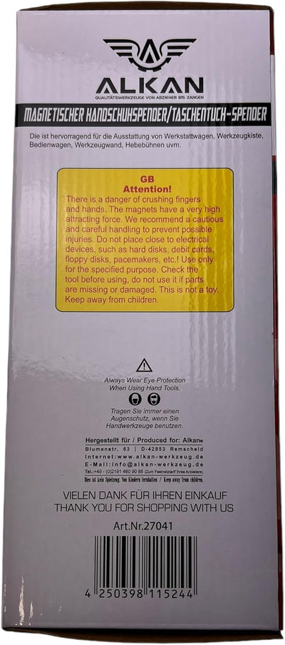 Alkan 27041 Magnetischer Halter für Einweghandschuhe und Taschentuch-Box/Handschuhhalter (Handschuhs
