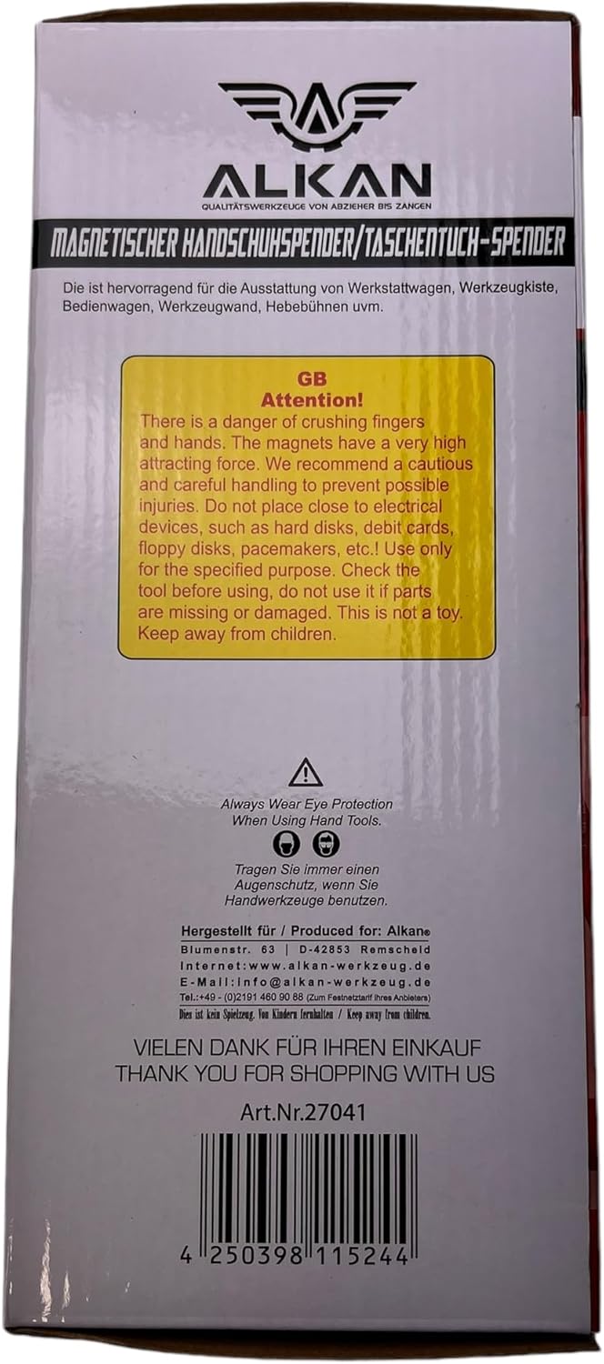 Alkan 27041 Magnetischer Halter für Einweghandschuhe und Taschentuch-Box/Handschuhhalter (Handschuhs