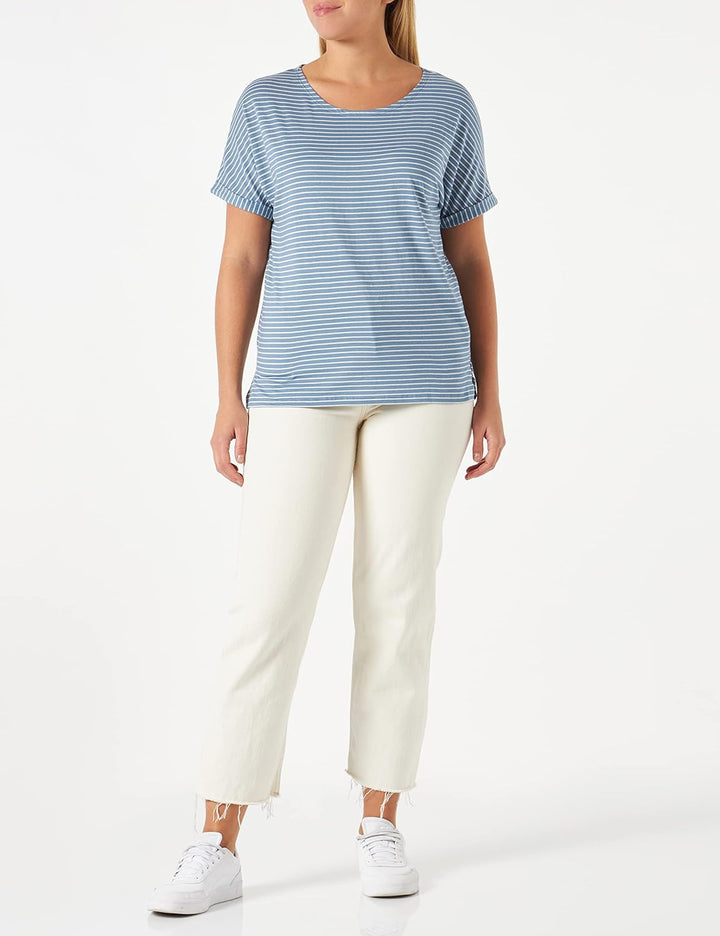 People Tree Damen Stripe Pyjama Tee 36 Blau, 36 Blau
