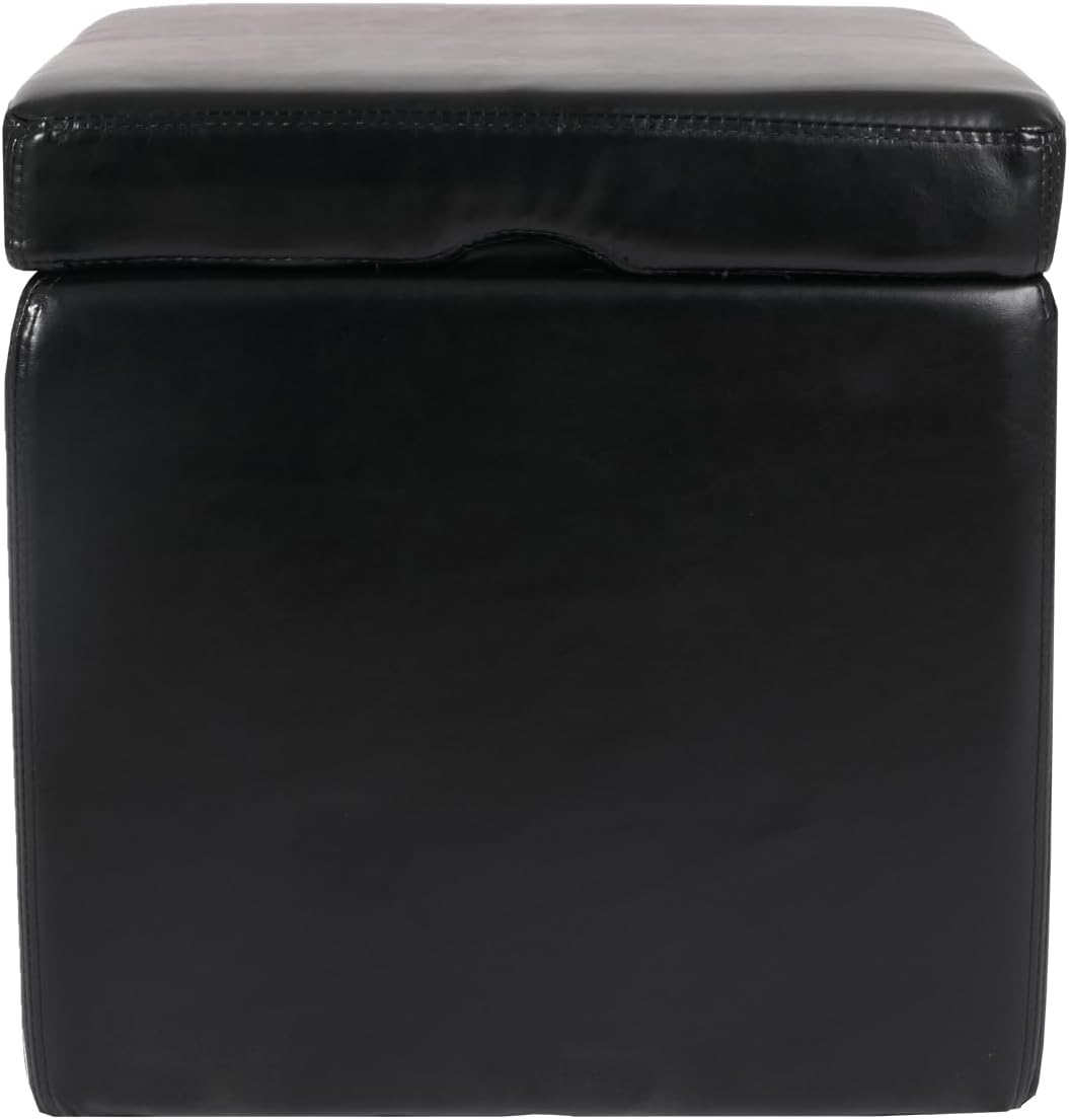 Mendler Hocker Sitzwürfel Sitzhocker Aufbewahrungsbox Onex, mit Deckel, Leder + Kunstleder, 45x44x44