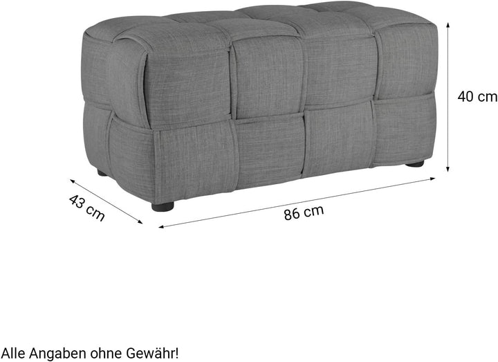 Homestyle4u 1927, Hocker Sitzhocker Grau Polster, 2-Sitzer Sitzbank Polsterhocker Sitzwürfel