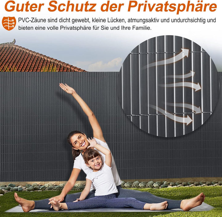 YUENFONG 160x800cm Sichtschutzmatte PVC Sichtschutzzaun Windschutz Gartensichtschutz mit Kabelbinder