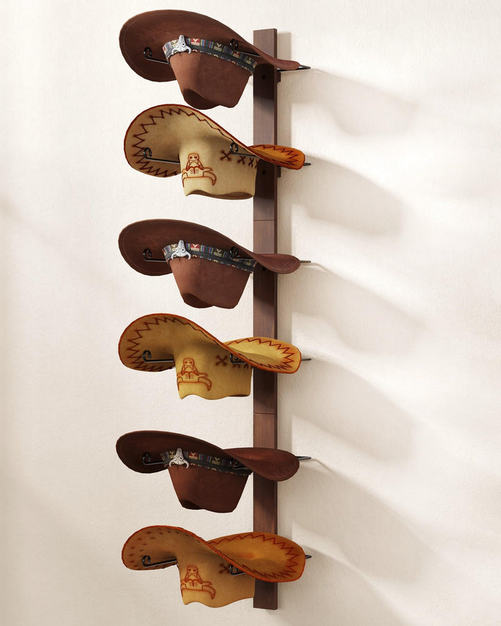 TIPSYTREE Kappenhalter, Cap Halter Tür Hut Racks, 6 Stücke Hut Rack für Cowboyhüte mit Holzbrett, Me