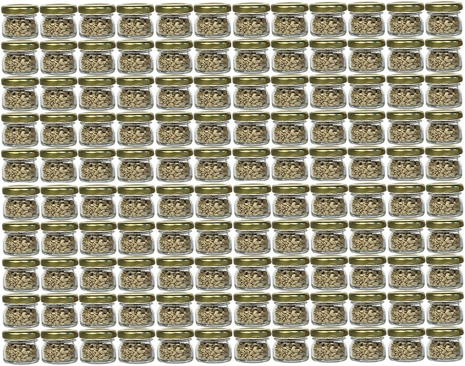 hocz 120er Set Sturzgläser Mini Gläser | Füllmenge 30 ml | Deckelfarbe Gold | To 43 Rundgläser Marme