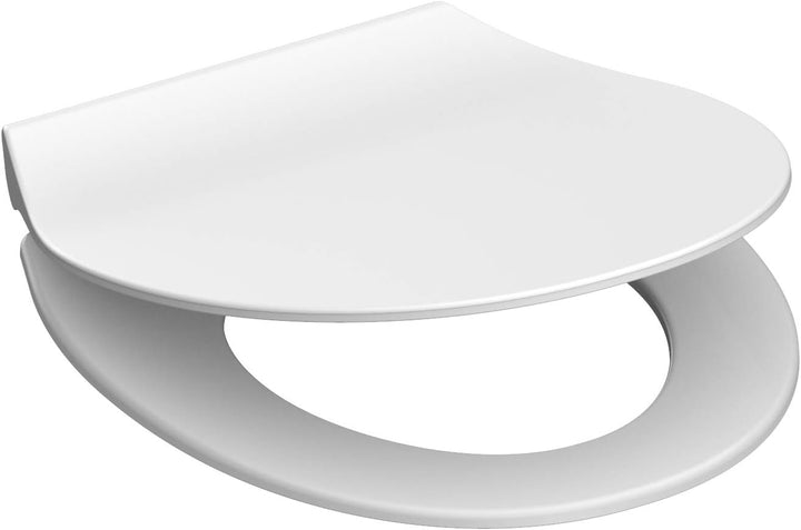 SCHÜTTE 82700 WC-Sitz Duroplast SLIM WHITE, Toilettensitz mit Absenkautomatik und Schnellverschluss